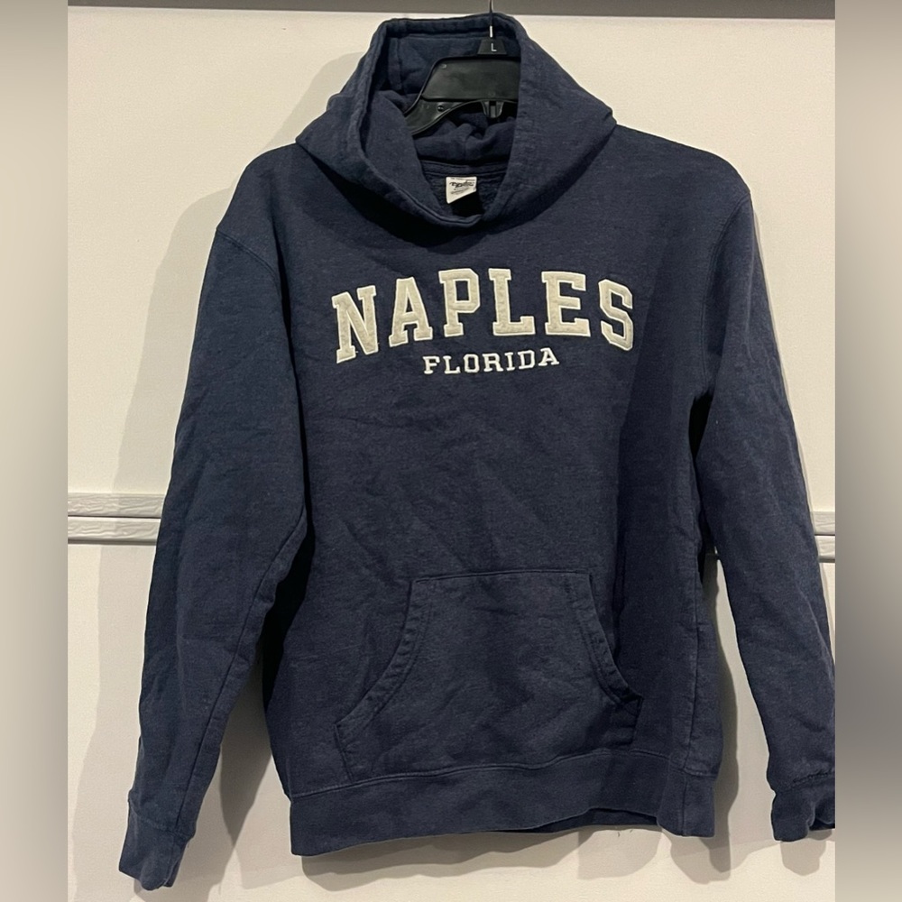 Naples Florida Pullover Hooded Sweatshirt Heathered Blue Navy Youth X-Large